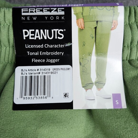 Freeze NY Peanuts Women S Fleece Jogger Tonal Embroidery Green NWT - Picture 13 of 15
